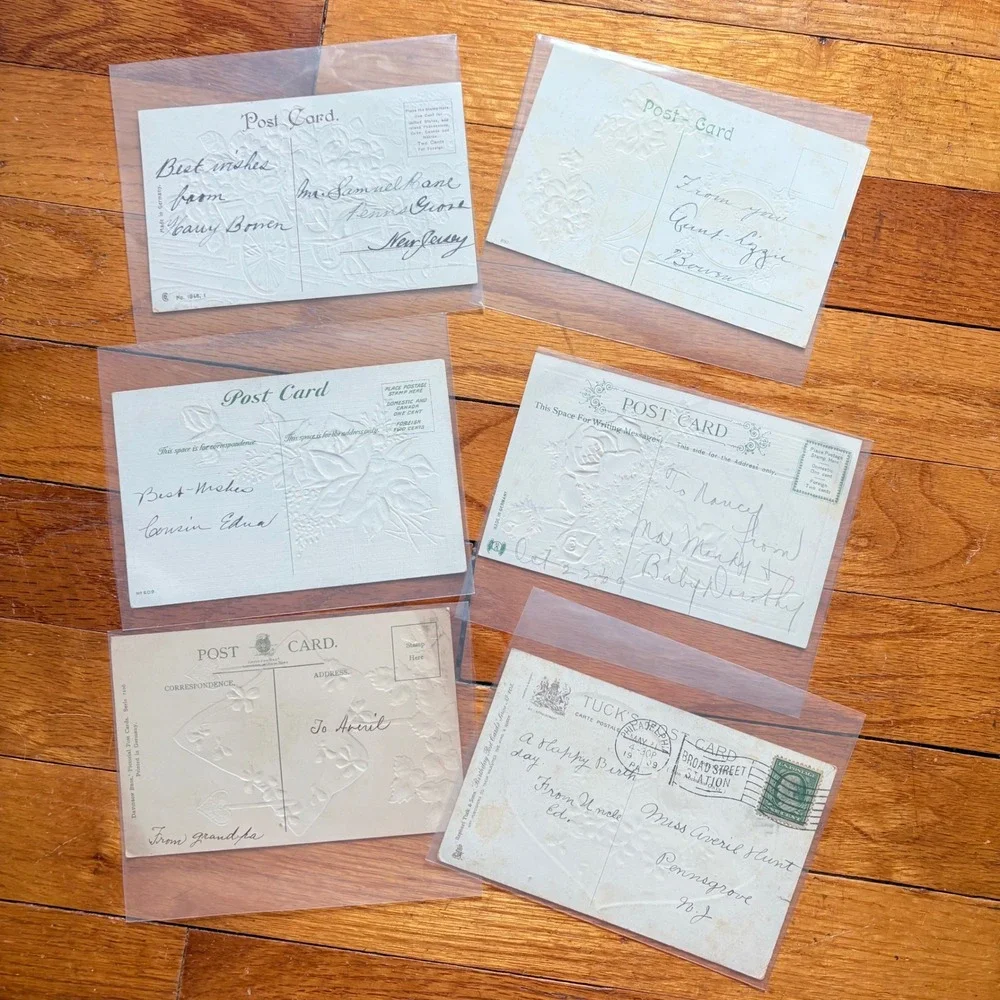 Vintage Lot of 6 Postcards Birthday Multicolor Floral Embossed Antique